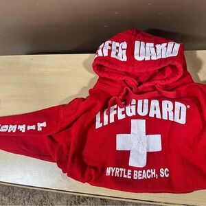 Lifeguard Red Hooded Kids Sweatshirt - Myrtle Beach